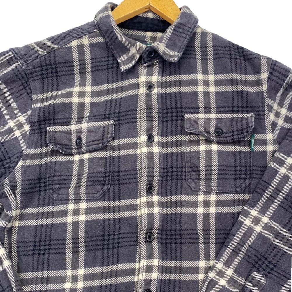 Woolrich Heavyweight Brawny Flannel Shirt Shacket Mens Large Gray Plaid Pockets